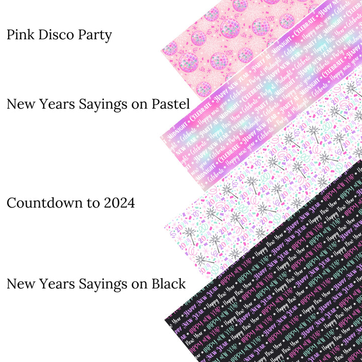 New Years Sayings on Black Faux Leather Sheets