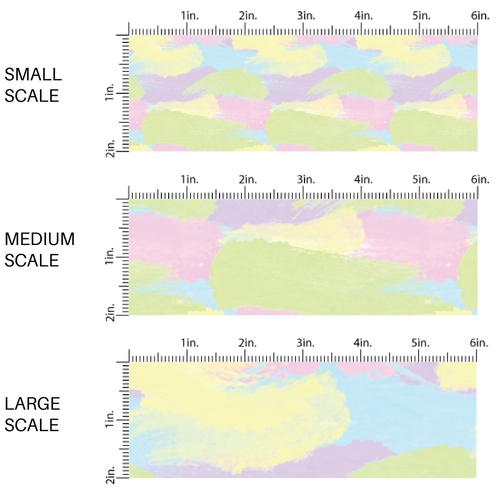 Pastel Yellow, Purple, Green, Blue, and Pink Paint Stroke Fabric by the Yard scaled image guide.