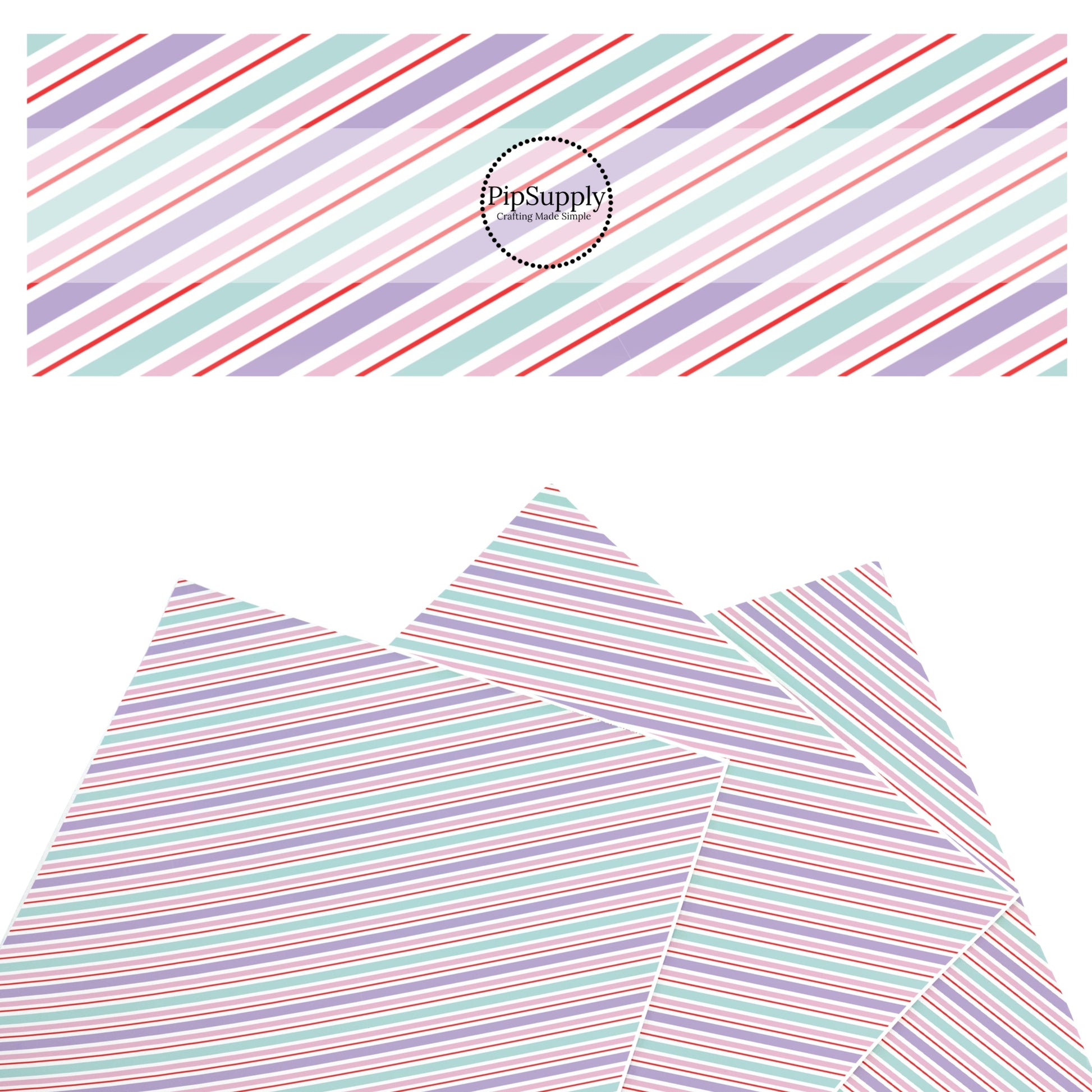 These winter stripe themed pattern faux leather sheets contain the following design elements: Christmas pastel diagonal stripes. Our CPSIA compliant faux leather sheets or rolls can be used for all types of crafting projects.