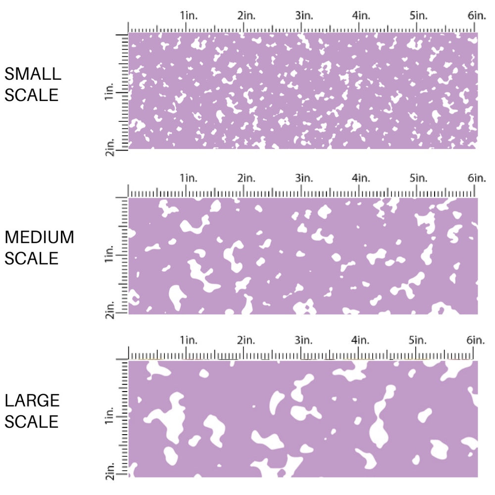 This scale chart of small scale, medium scale, and large scale of this school supply fabric by the yard features classic purple composition pattern. This fun themed fabric can be used for all your sewing and crafting needs!