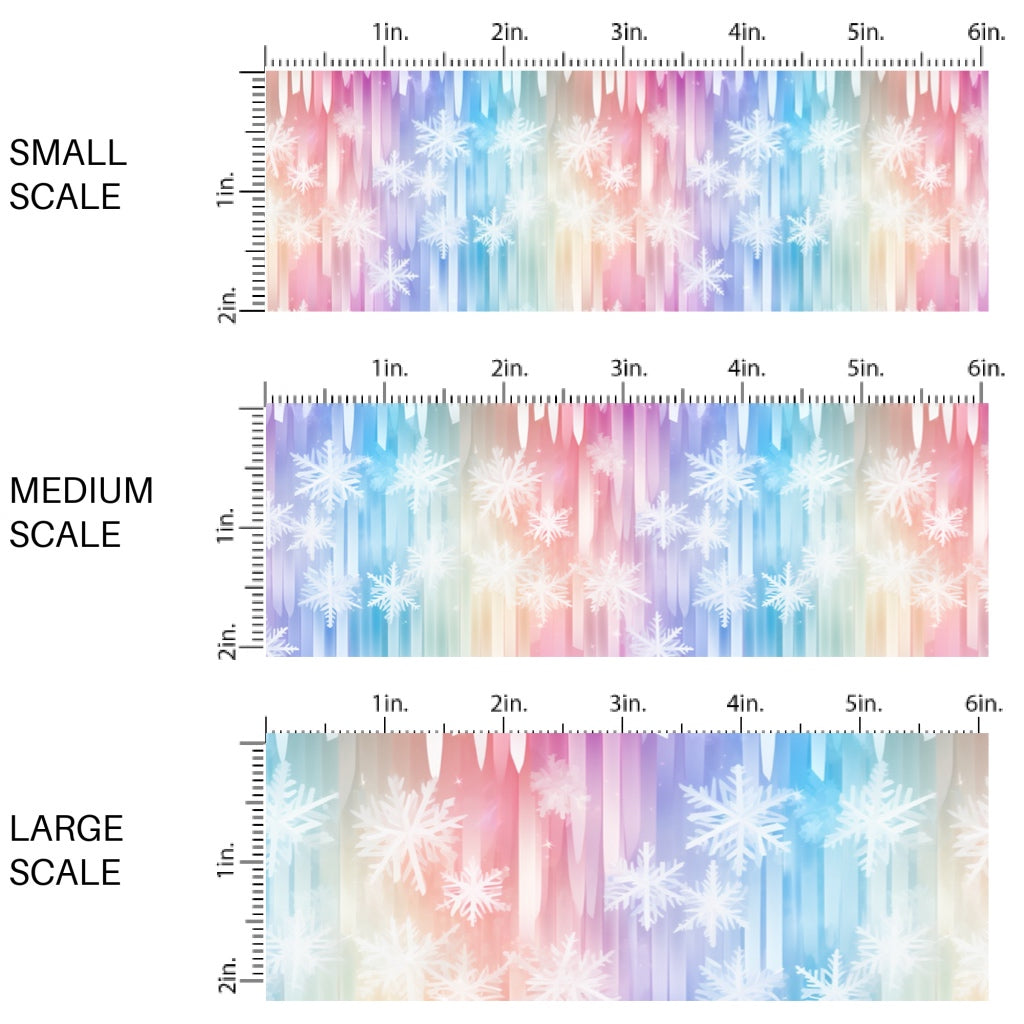 Pastel Rainbow Snowflake Fabric By The Yard