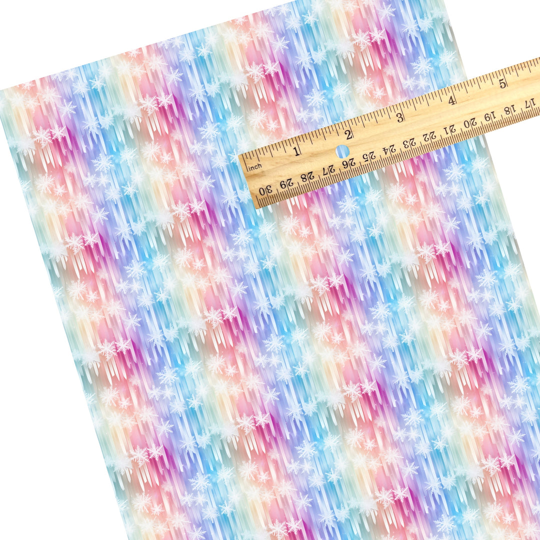 Pastel Rainbow Snowflake Faux Leather Sheets