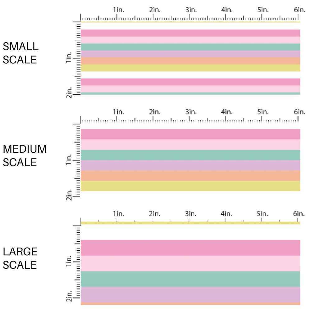 This holiday fabric by the yard features pastel rainbow stripes. This festive pattern fabric can be used for all your sewing and crafting needs!