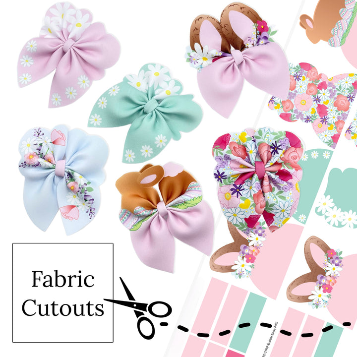 Pastel Spring Garden Shapes Bubble Neoprene DIY Hair Bows