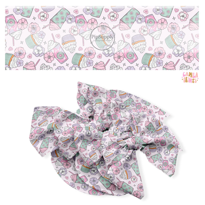 These spring themed no sew bow strips can be easily tied and attached to a clip for a finished hair bow. These fun bow strips are great for personal use or to sell. These bow strips feature the following design elements: pastel flowers, drinks, and desserts.