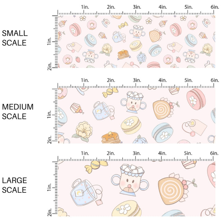 This spring fabric by the yard features pastel tea party pastries. This seasonal pattern fabric can be used for all your sewing and crafting needs! 