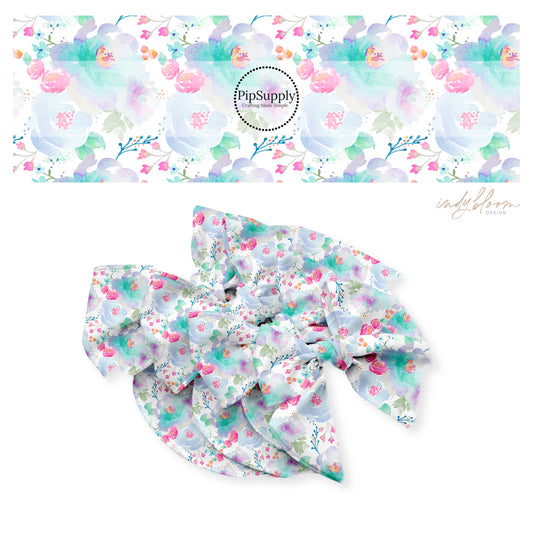These summer and spring floral bow strips with beautiful leaves and flowers in the color of light pink, peach, hot pink, orange, purple, lavender, and green are great for personal use or to sell.