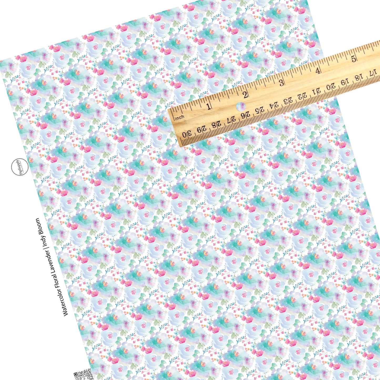 These pastel watercolor flowers on white faux leather sheets contain the following design elements: flowers in the colors of light pink, peach, light blue, teal, and green. 