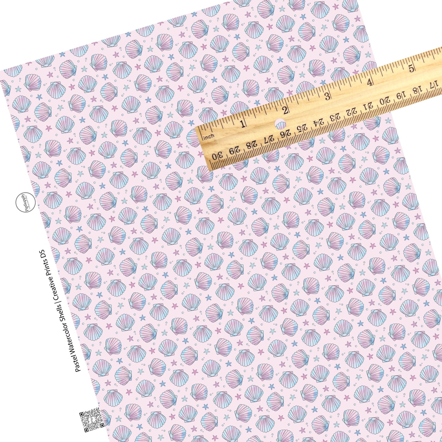 These pastel faux leather sheets contain the following design elements: watercolor pink and purple sea shells. Our CPSIA compliant faux leather sheets or rolls can be used for all types of crafting projects.