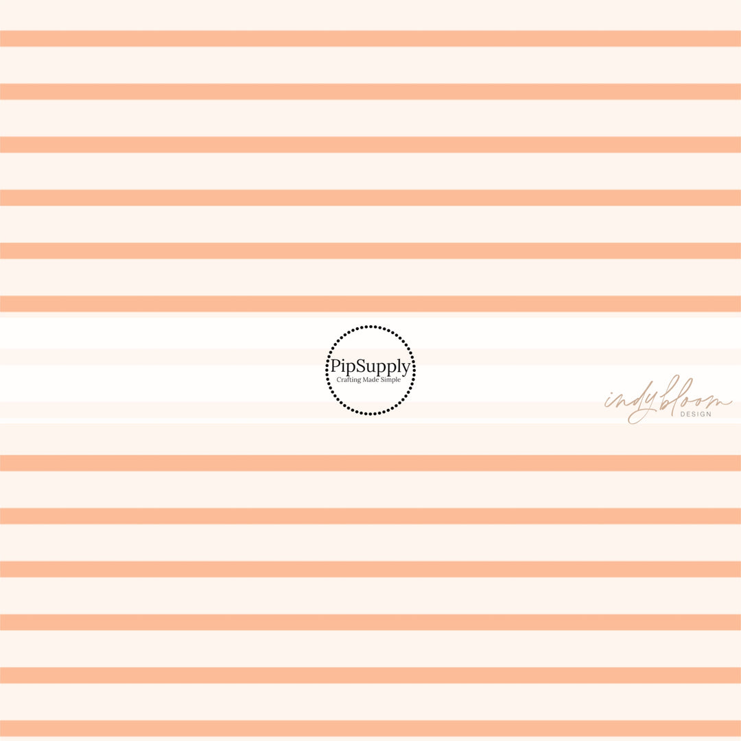 This summer fabric by the yard features cream and peach stripes. This fun summer themed fabric can be used for all your sewing and crafting needs!