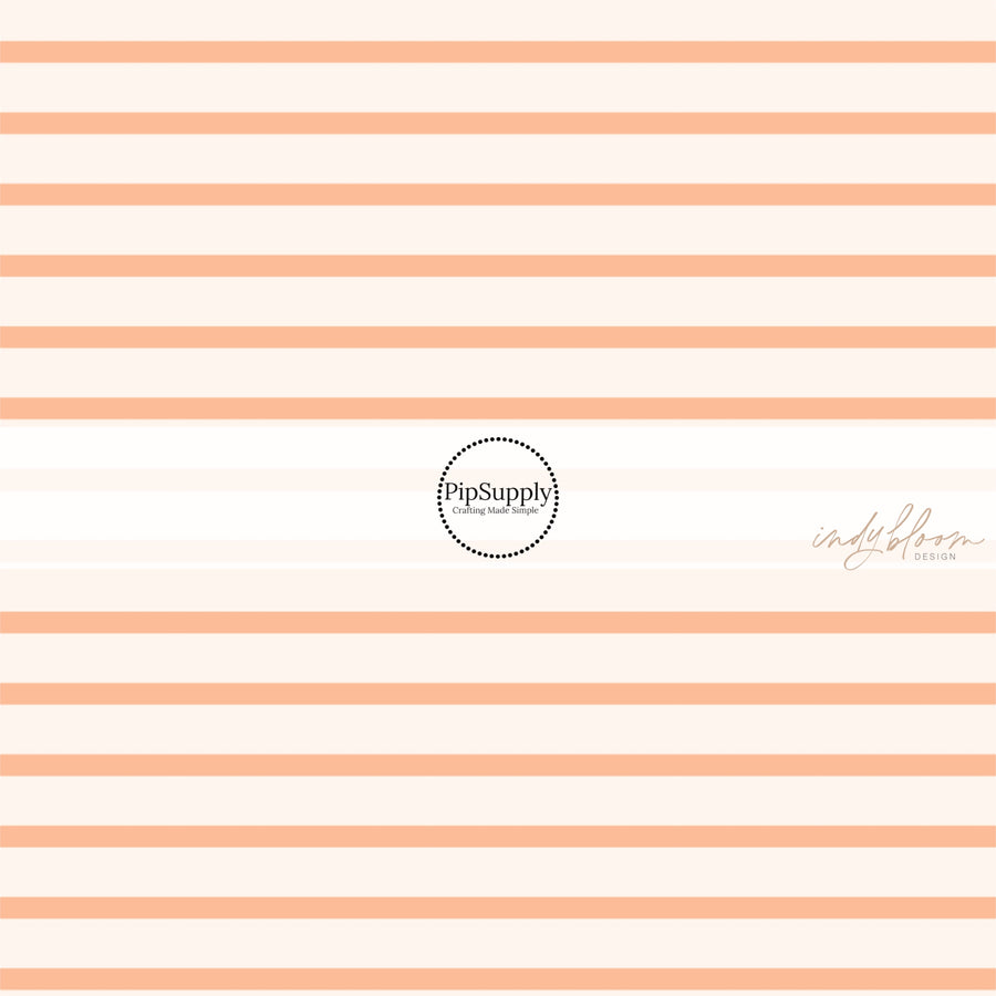 This summer fabric by the yard features cream and peach stripes. This fun summer themed fabric can be used for all your sewing and crafting needs!