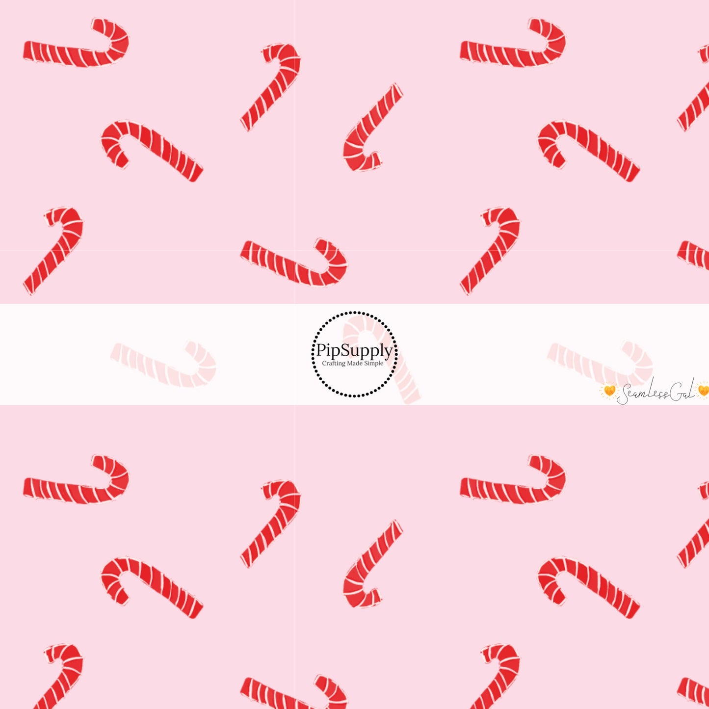 These Christmas themed pattern fabric by the yard features the following design elements: candy canes on pink. This fun themed fabric can be used for all your sewing and crafting needs!