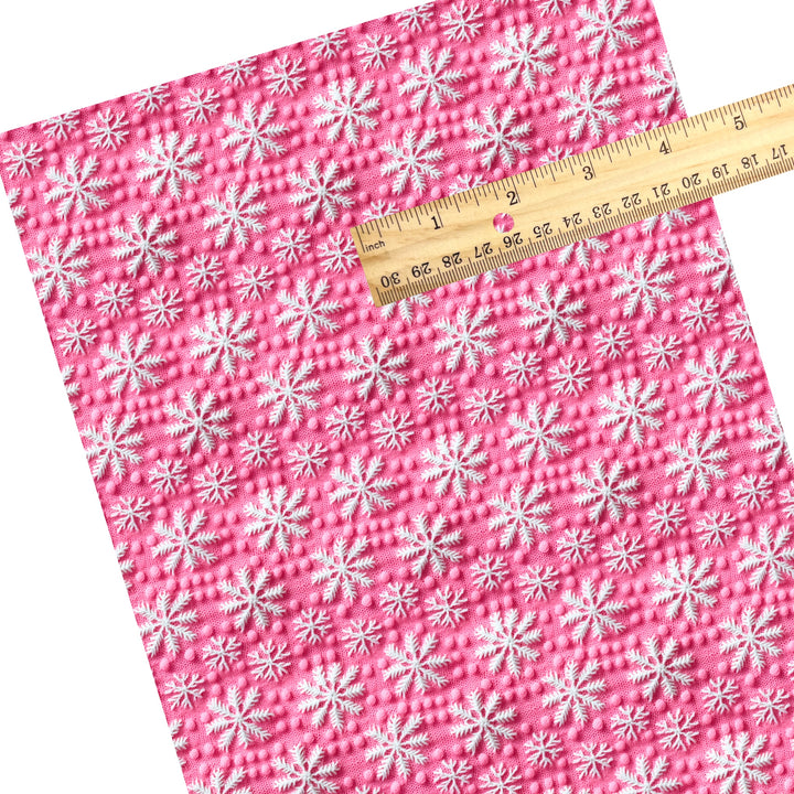 Pink 3D Snowflake Sweater Faux Leather Sheets