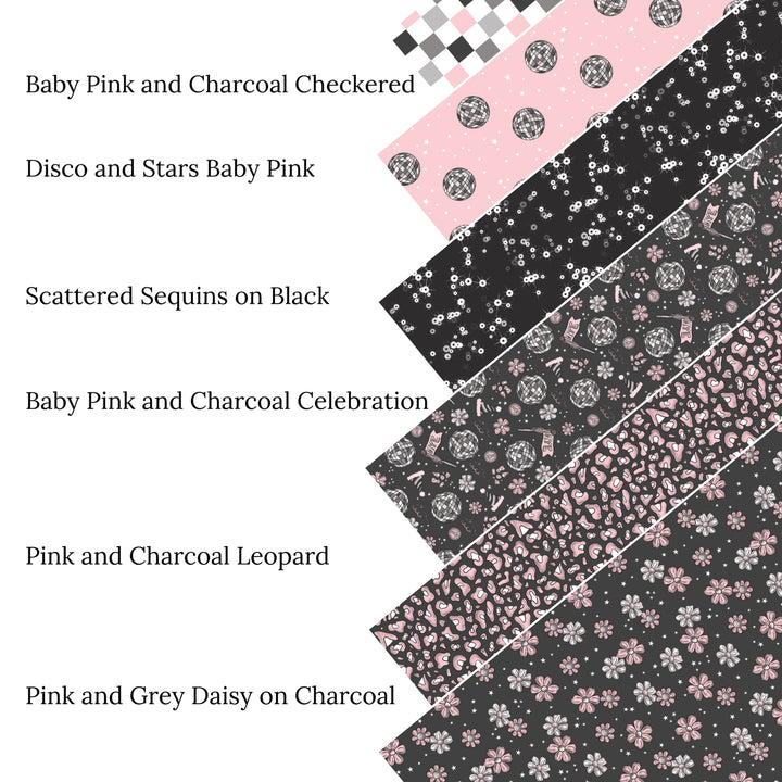 Baby Pink and Charcoal Celebration Faux Leather Sheets