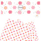 Pink and orange multi daisies with black stars on white faux leather sheets