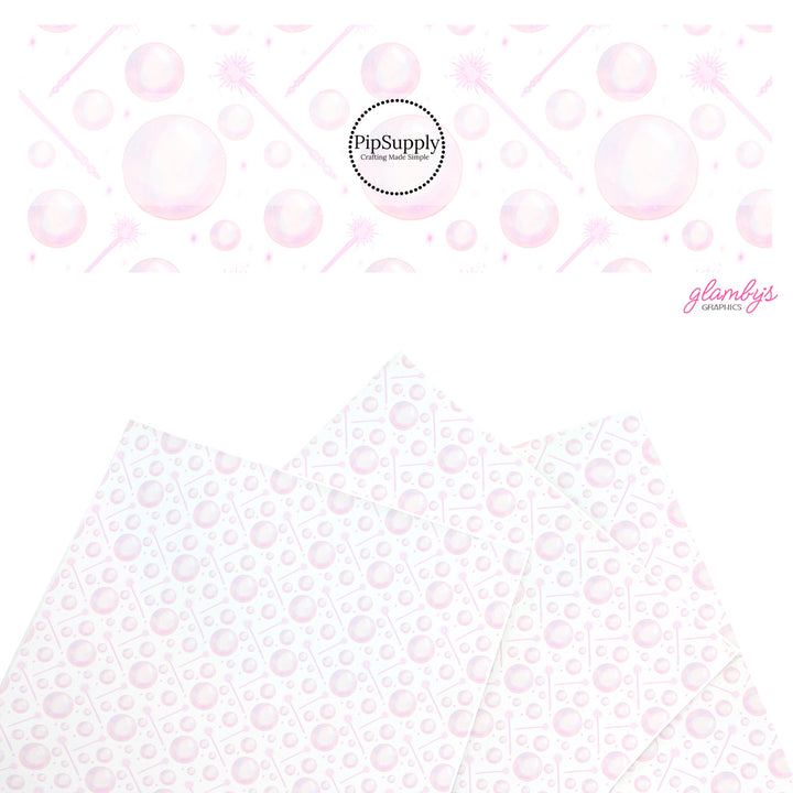 These fun witch themed faux leather sheets contain the following design elements: pink witch wands and pink bubbles. Our CPSIA compliant faux leather sheets or rolls can be used for all types of crafting projects.