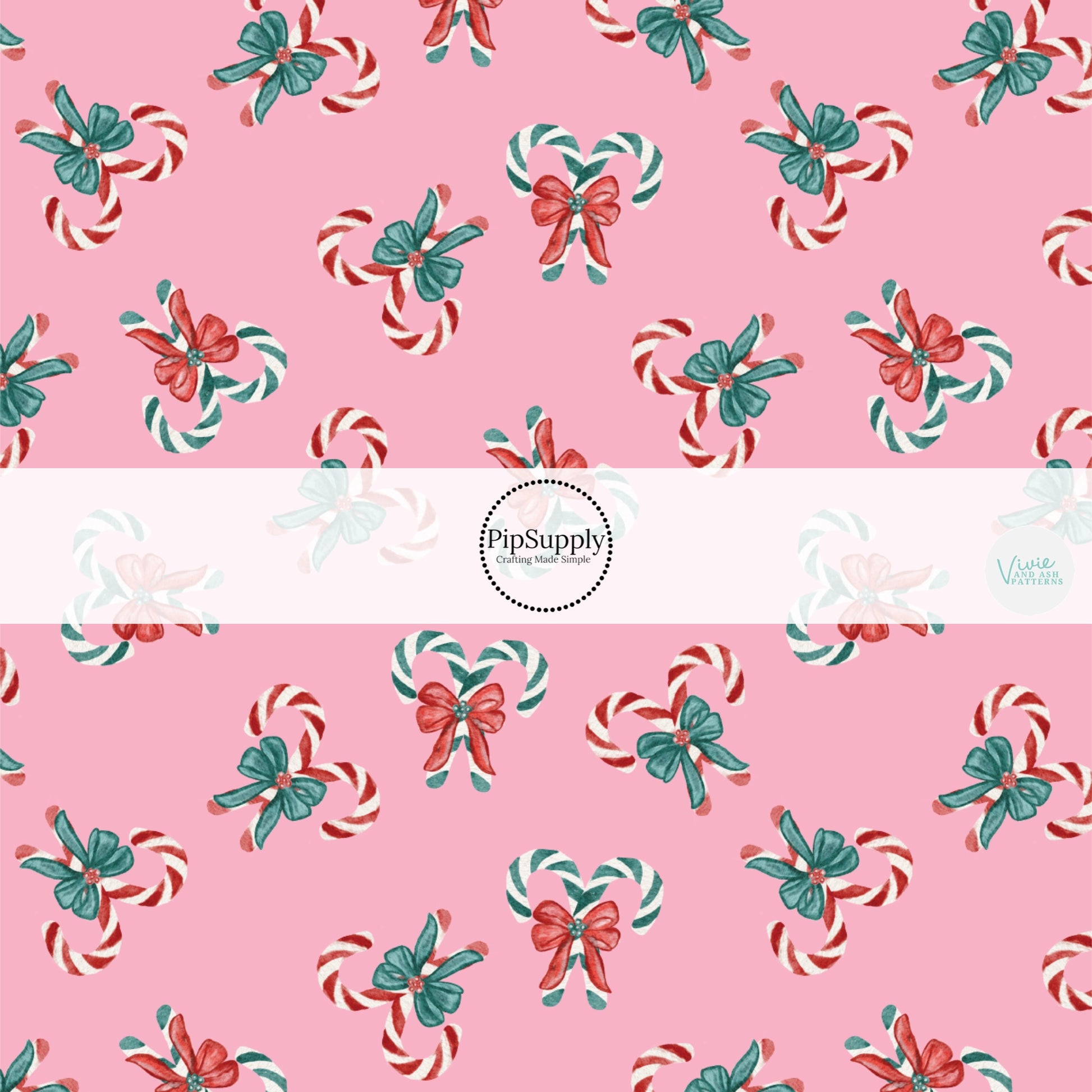 These winter themed pattern fabric by the yard features the following design elements: candy canes on pink. This fun themed fabric can be used for all your sewing and crafting needs!