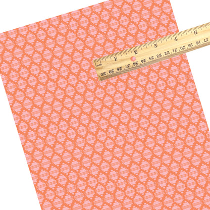 These summer pattern faux leather sheets contain the following design elements: pink and coral aztec pattern. Our CPSIA compliant faux leather sheets or rolls can be used for all types of crafting projects.
