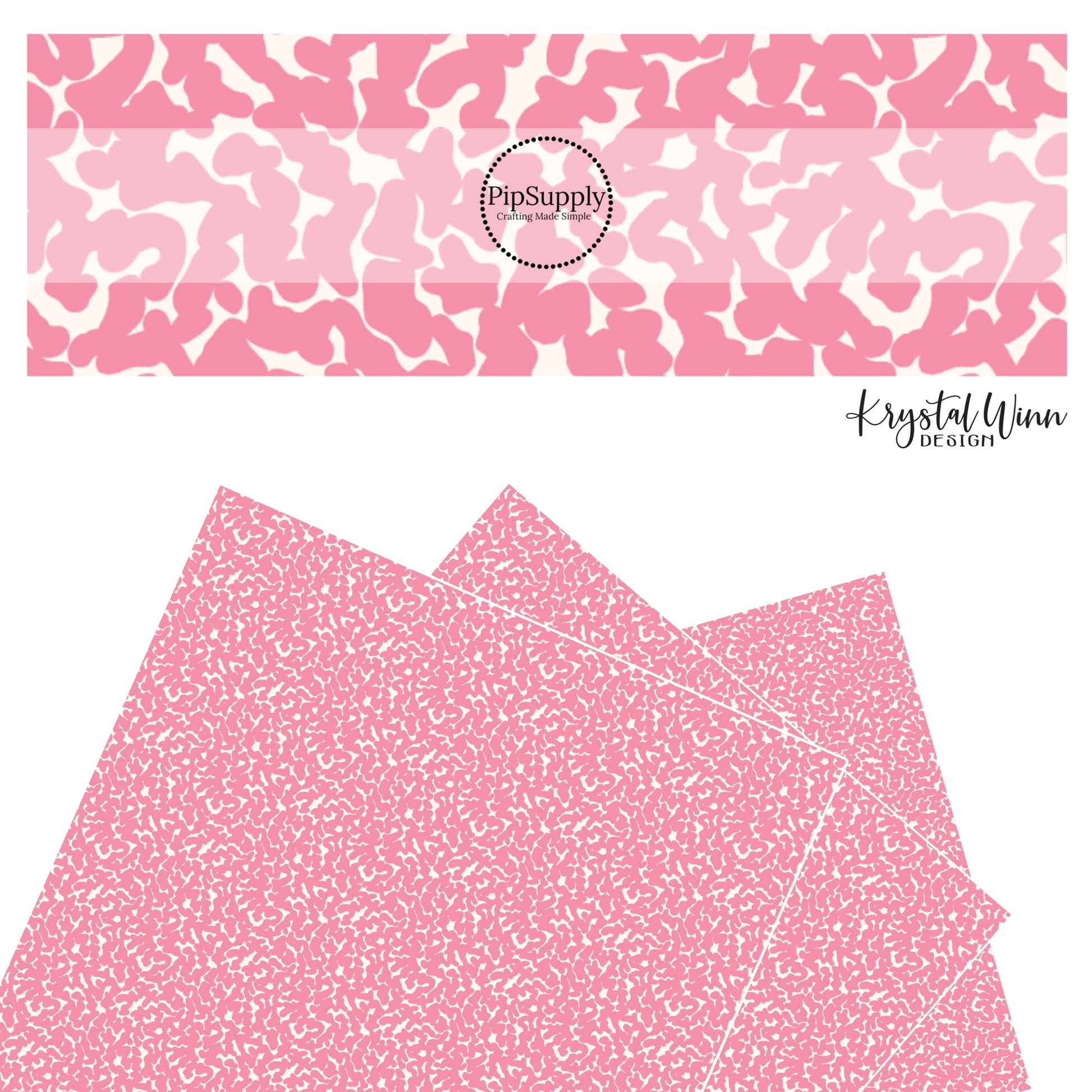 Pink and cream scattered spots faux leather sheets