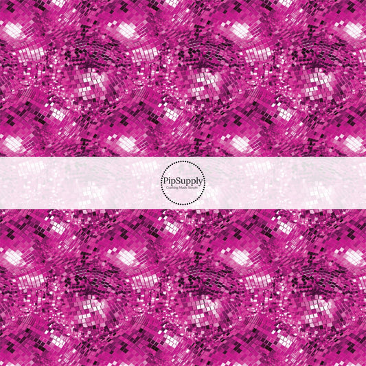 This celebration fabric by the yard features pink mirror disco ball pattern. This festive pattern fabric can be used for all your sewing and crafting needs!