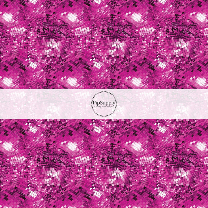 This celebration fabric by the yard features pink mirror disco ball pattern. This festive pattern fabric can be used for all your sewing and crafting needs!