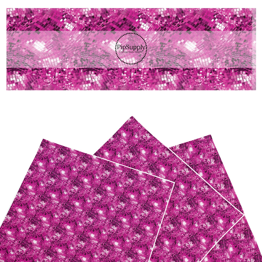 These celebration faux leather sheets contain the following design elements: pink disco ball pattern. Our CPSIA compliant faux leather sheets or rolls can be used for all types of crafting projects.