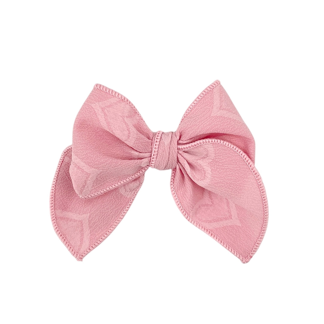 Pink Embossed Heart Hair Bow - TIED Mini Isabelle