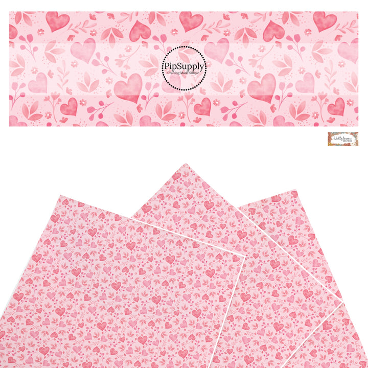 These holiday faux leather sheets contain the following design elements: pink hearts and floral pattern. Our CPSIA compliant faux leather sheets or rolls can be used for all types of crafting projects.