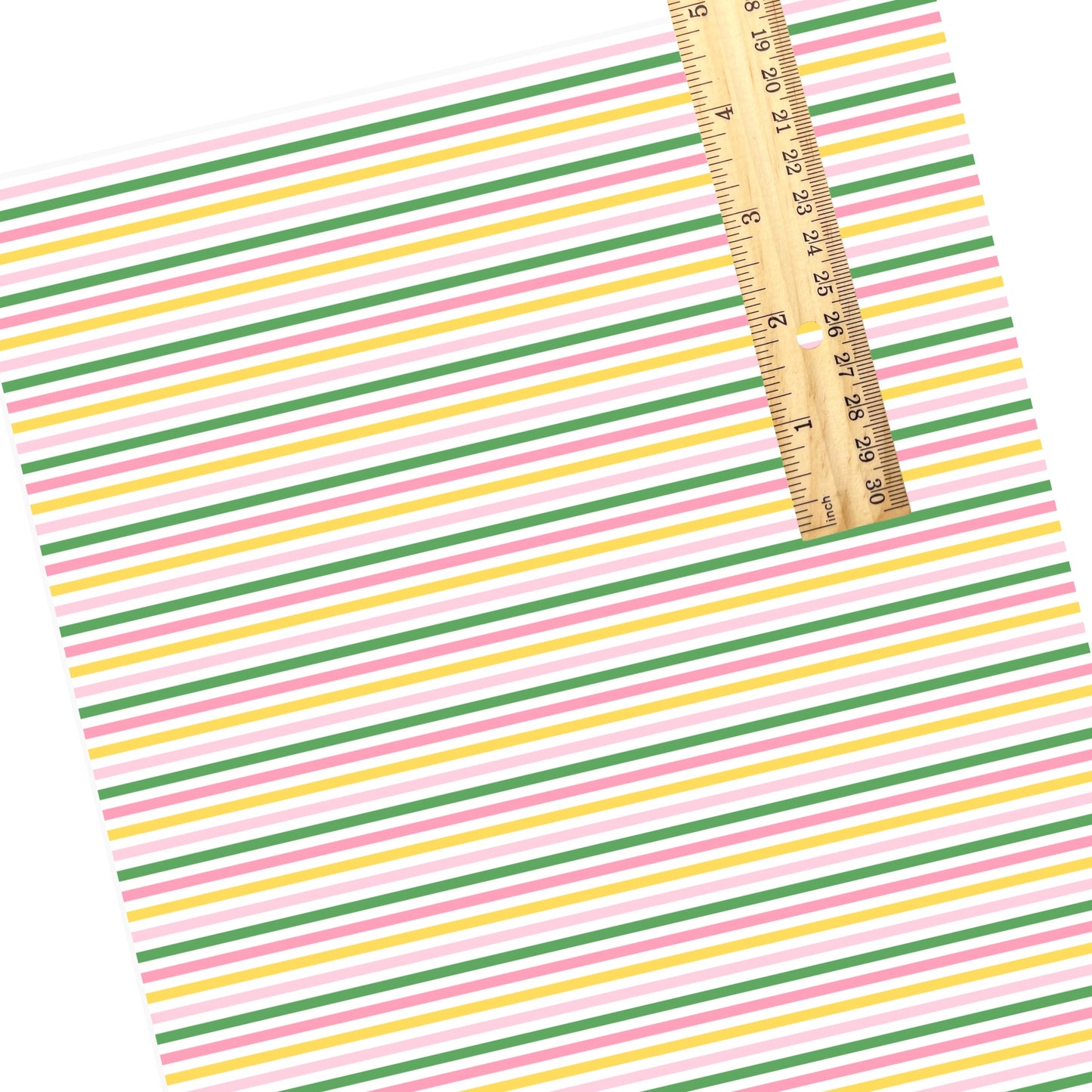 These summer faux leather sheets contain the following design elements: pink, yellow, white, and green stripe pattern. Our CPSIA compliant faux leather sheets or rolls can be used for all types of crafting projects.