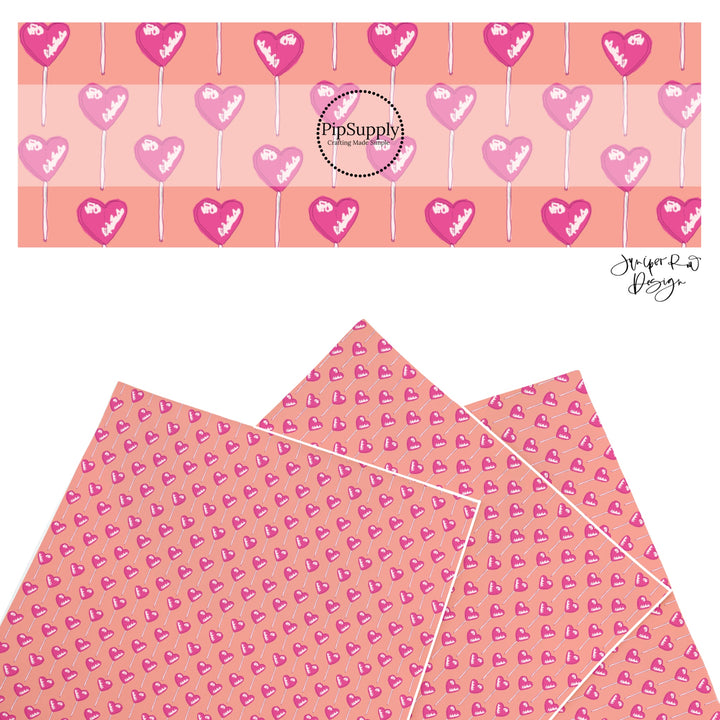 These holiday faux leather sheets contain the following design elements: heart shaped lollipops. Our CPSIA compliant faux leather sheets or rolls can be used for all types of crafting projects.