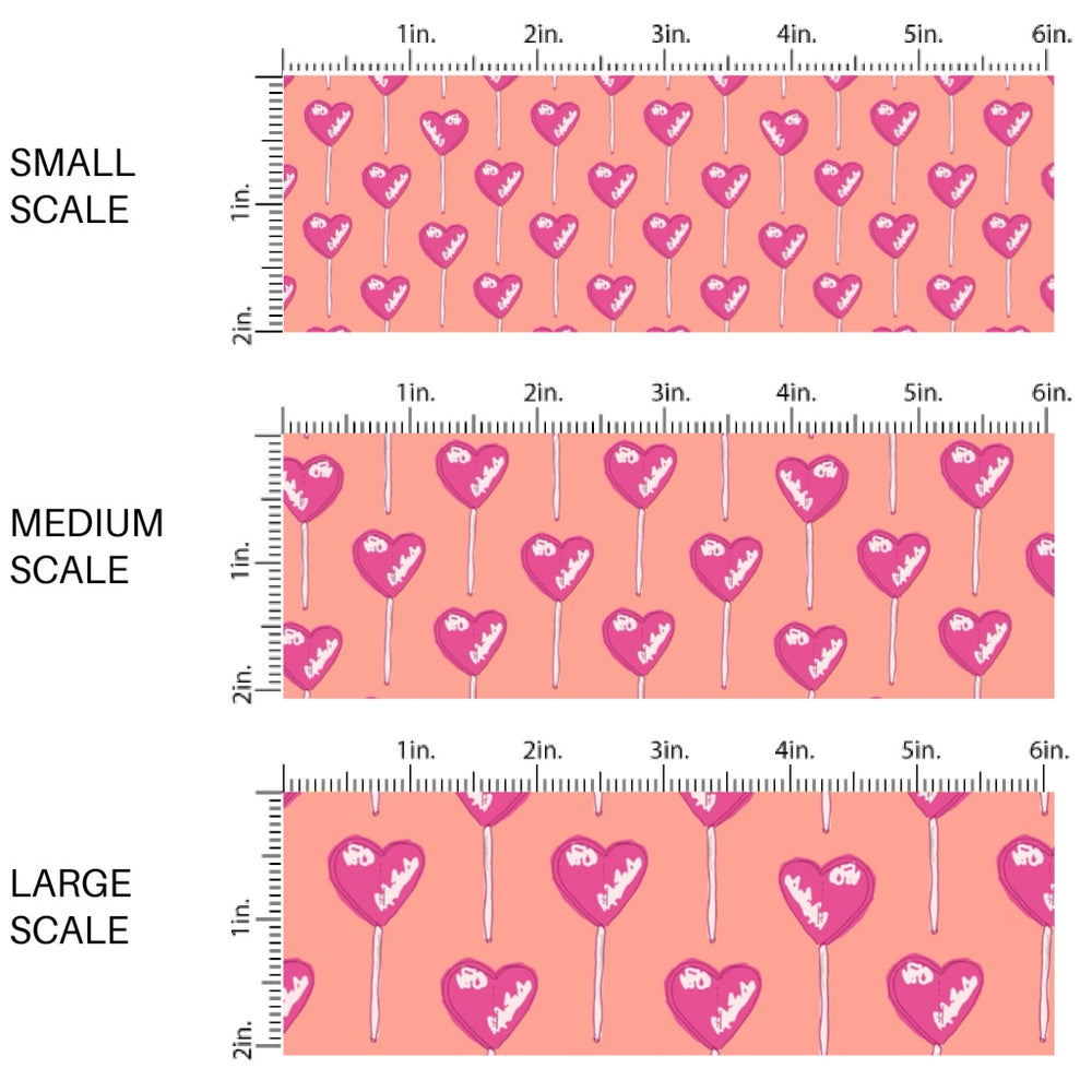 This holiday fabric by the yard features heart shaped lollipops. This festive pattern fabric can be used for all your sewing and crafting needs!