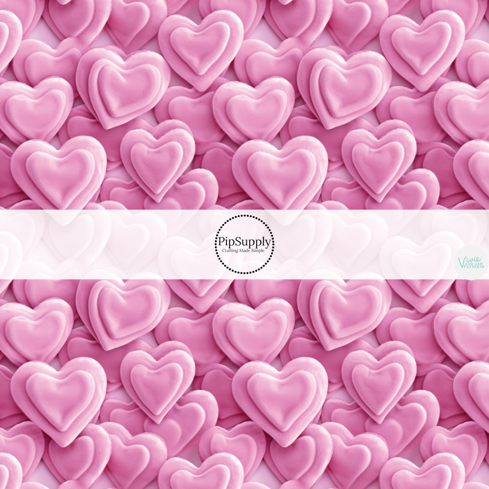 Plush Pink Heart on Pink Fabric by the Yard