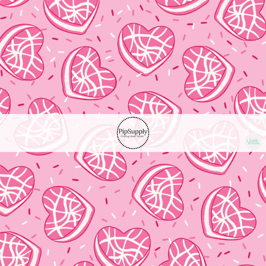 Pink Heart Sandwich Fabric By The Yard
