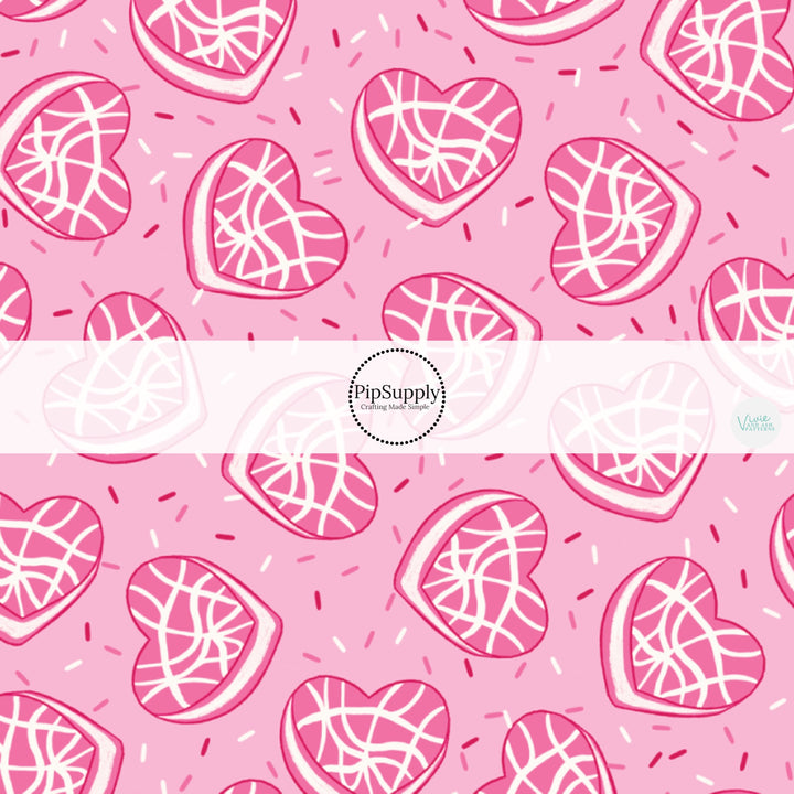 Pink Heart Sandwich Fabric By The Yard