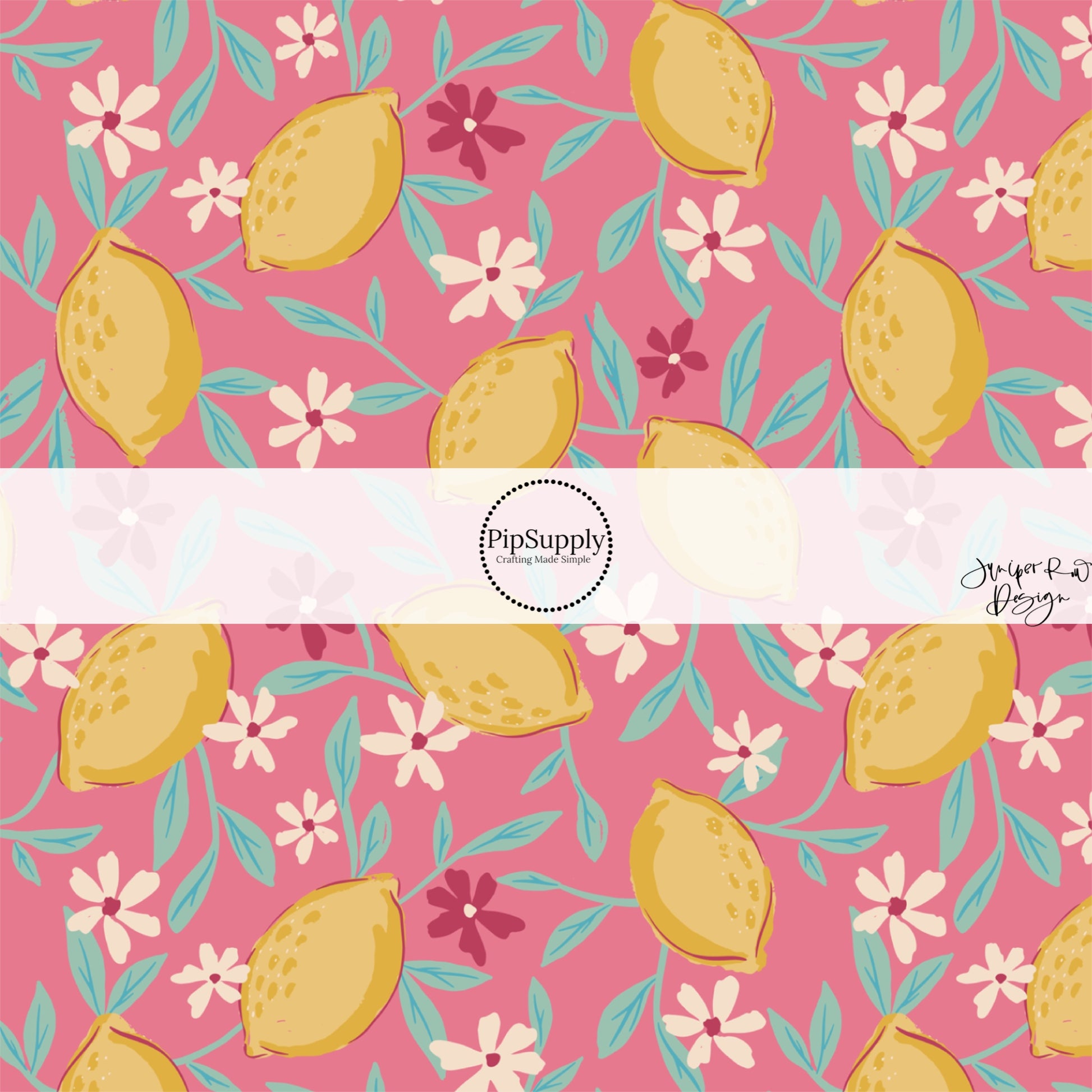 This summer fabric by the yard features lemons surrounded by tiny flowers on pink. This fun summer themed fabric can be used for all your sewing and crafting needs!