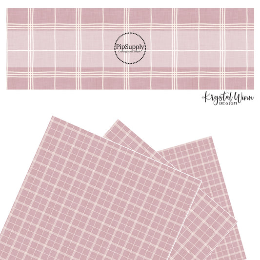 These spring plaid pattern themed faux leather sheets contain the following design elements: grid pattern on pink lilac. Our CPSIA compliant faux leather sheets or rolls can be used for all types of crafting projects.