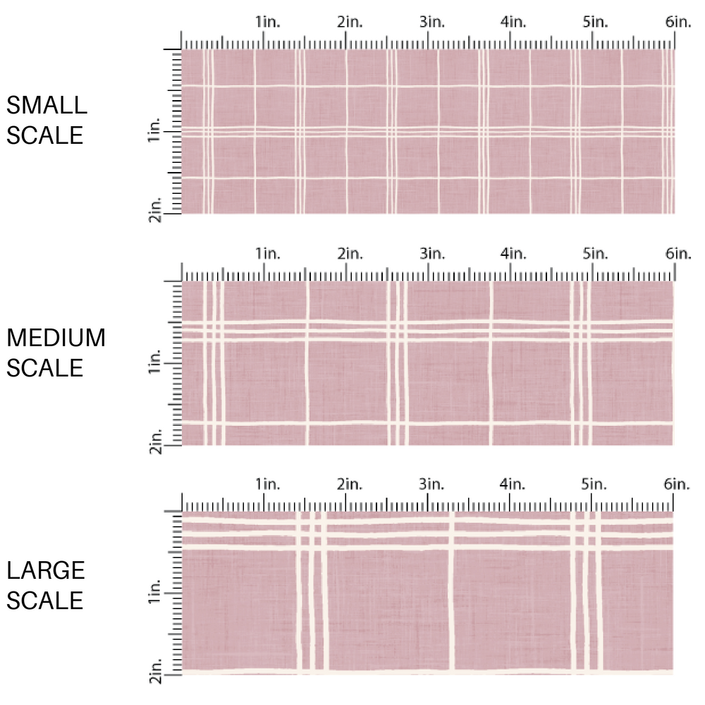 White Grid Lines on Pink Lilac Fabric by the Yard scaled image guide.