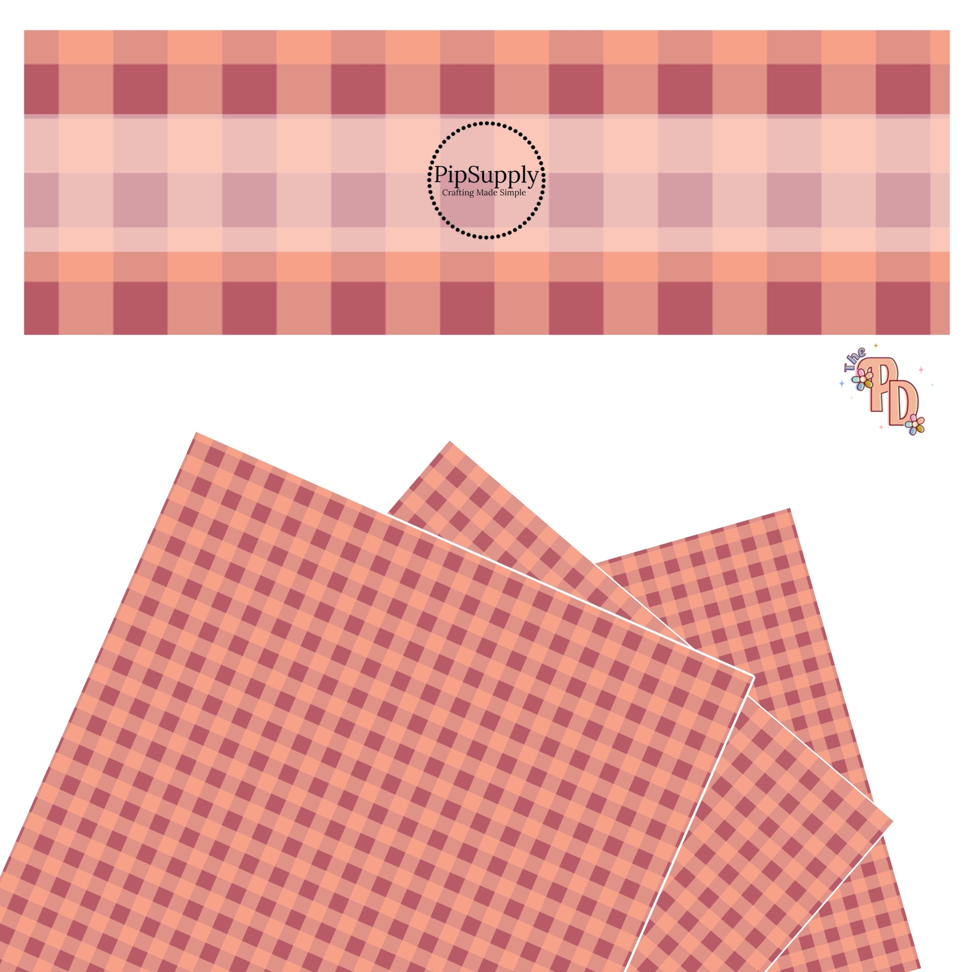 Peach with mauve plaid faux leather sheets