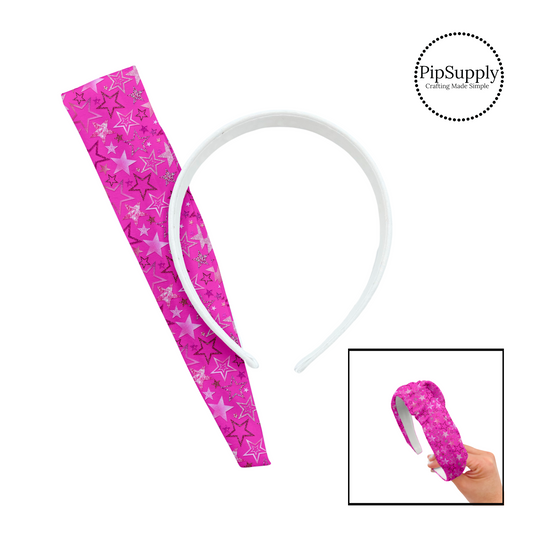 Multi pink glitter stars on pink knotted headband kit