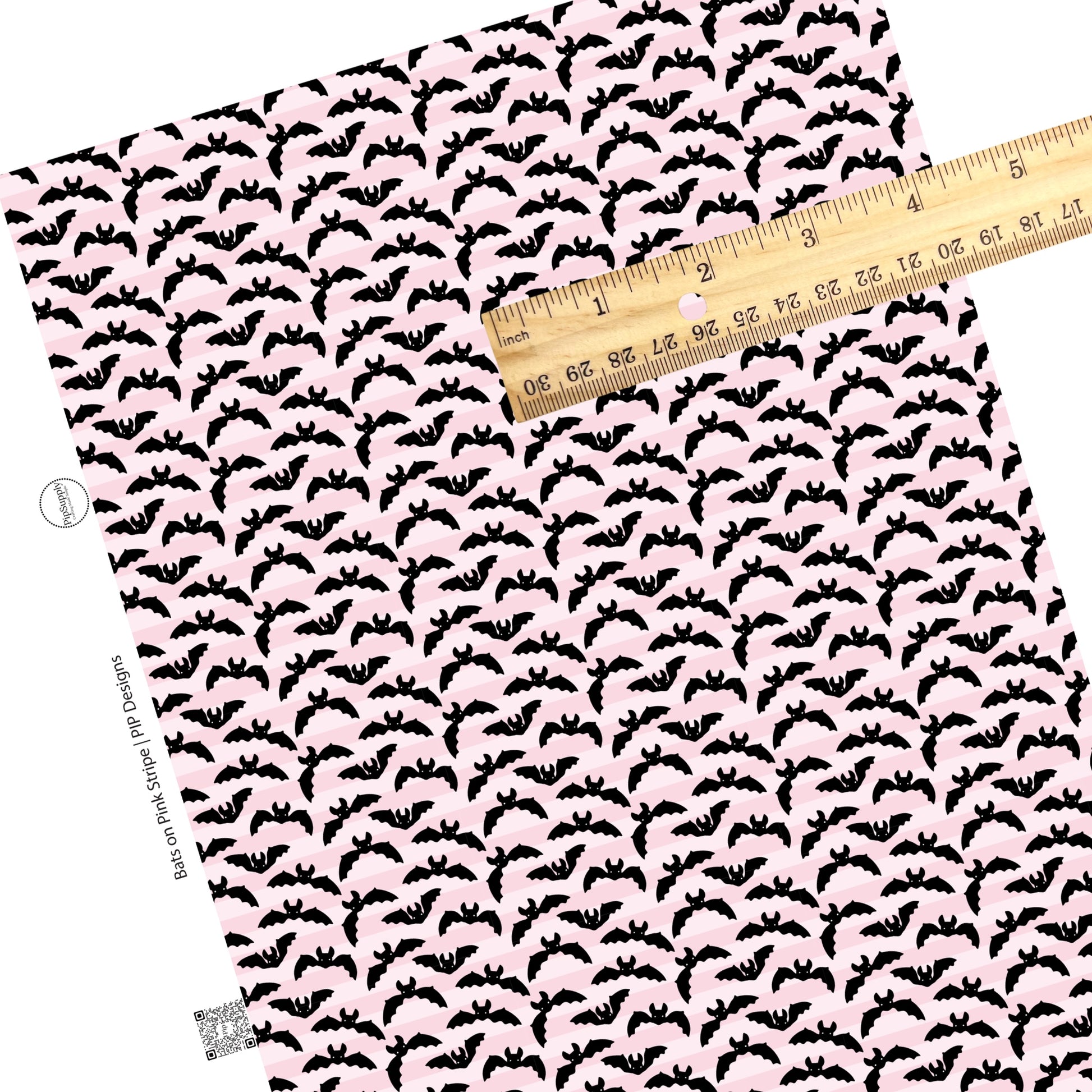 Flying bats on pink stripes faux leather sheets