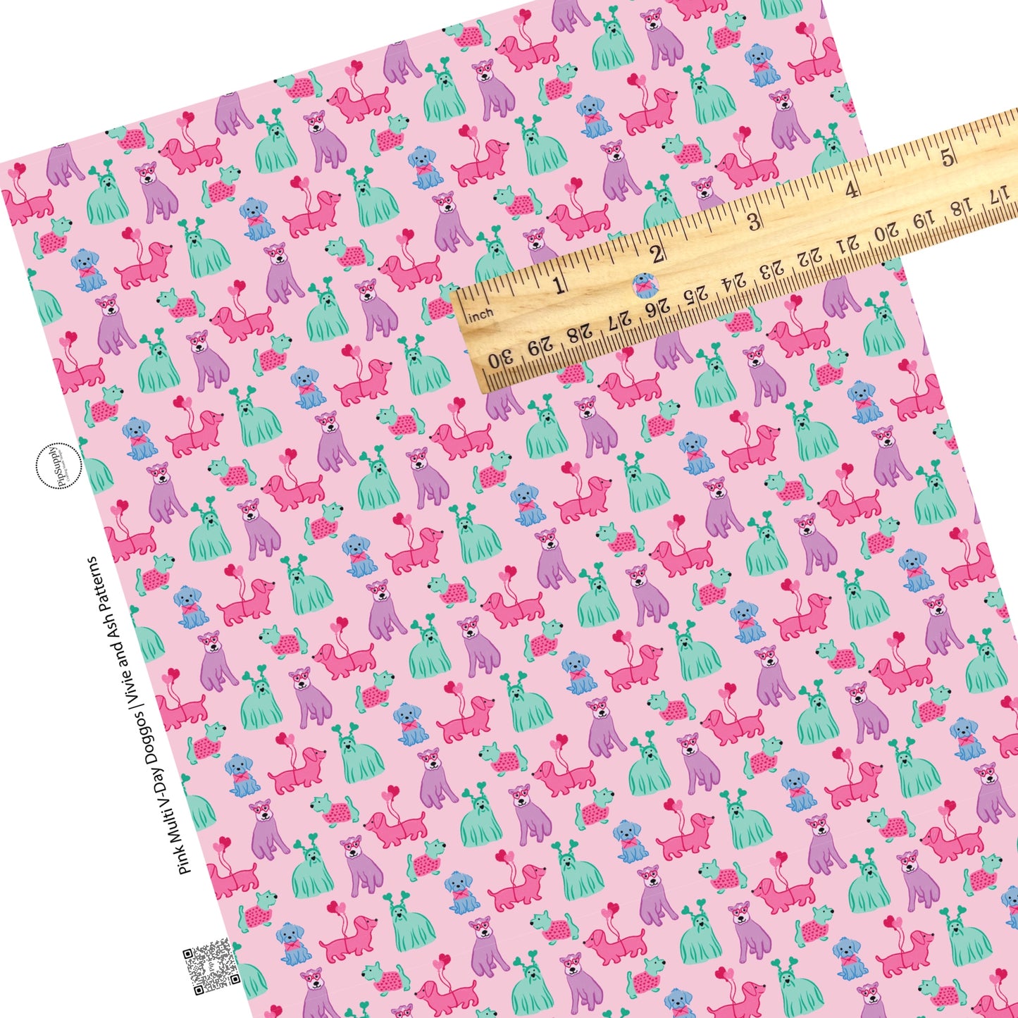These Valentine's Day pattern faux leather sheets contain the following design elements: pastel colored dogs on pink. Our CPSIA compliant faux leather sheets or rolls can be used for all types of crafting projects.