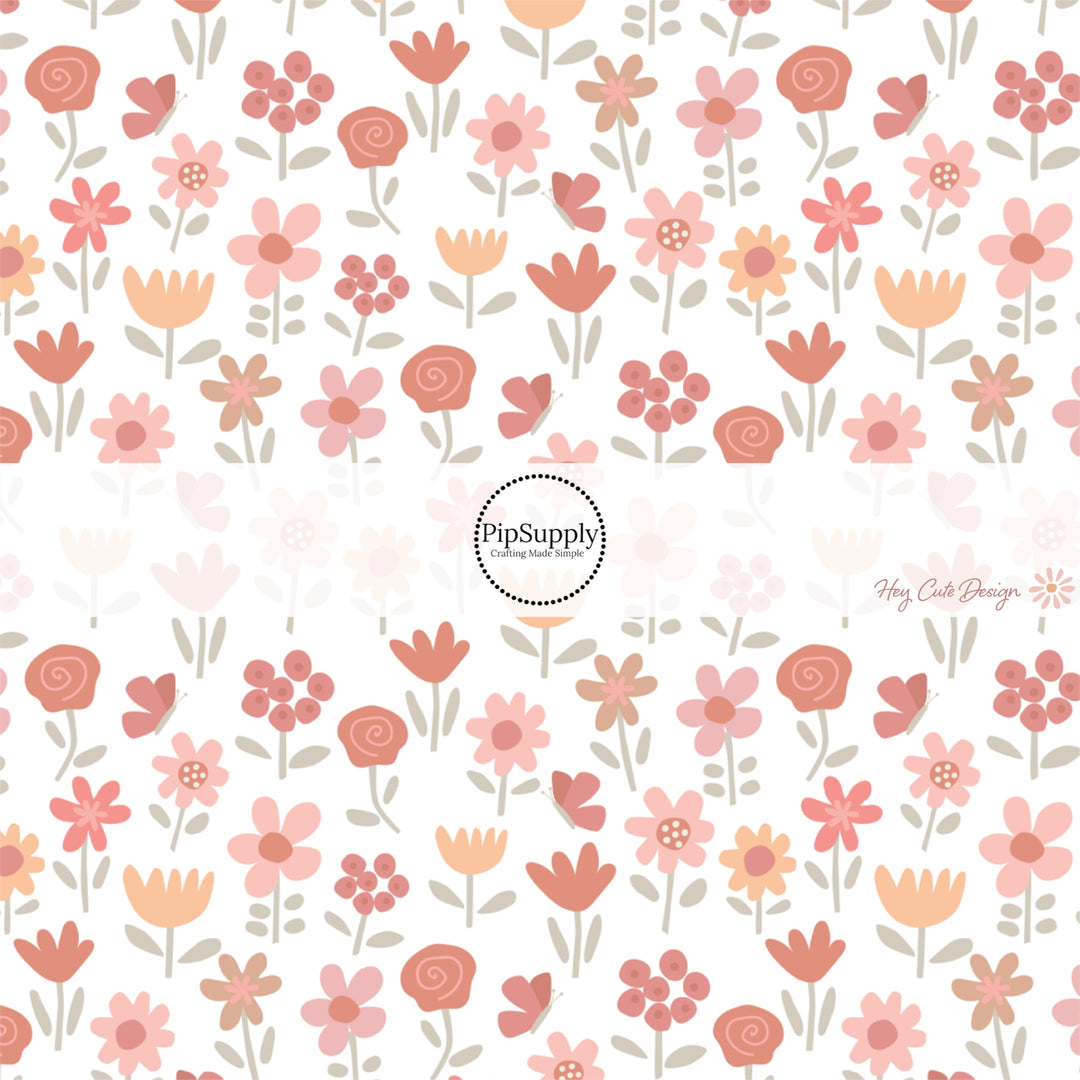 This Easter themed fabric by the yard features Easter spring flowers. This fun pattern fabric can be used for all your sewing and crafting needs!