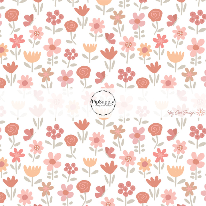 This Easter themed fabric by the yard features Easter spring flowers. This fun pattern fabric can be used for all your sewing and crafting needs!