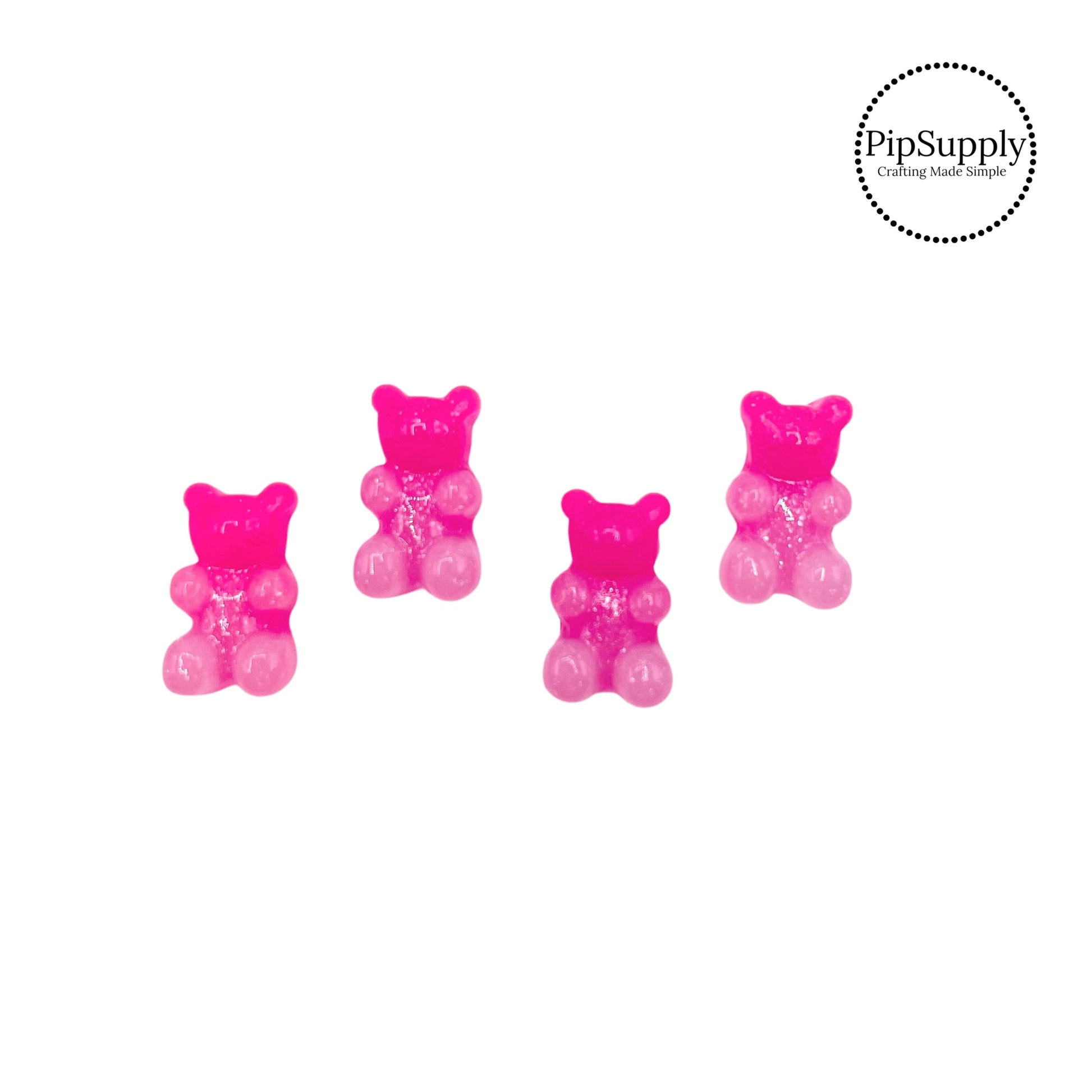 Glitter hot pink and light pink ombre glossy gummy bear flat back resin embellishment