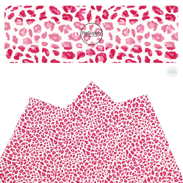 These holiday faux leather sheets contain the following design elements: pink leopard pattern. Our CPSIA compliant faux leather sheets or rolls can be used for all types of crafting projects.