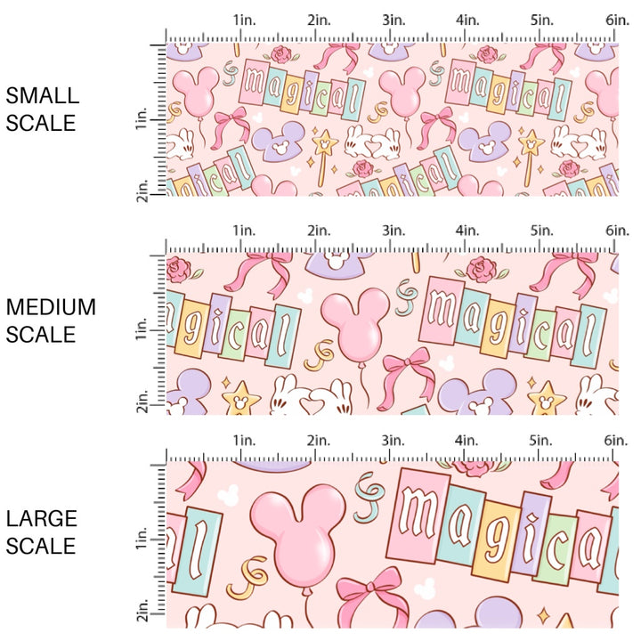 This high-quality fabric by the yard features balloons, hats, and magical wands. This fun patterned fabric can be used for all your sewing and crafting needs!