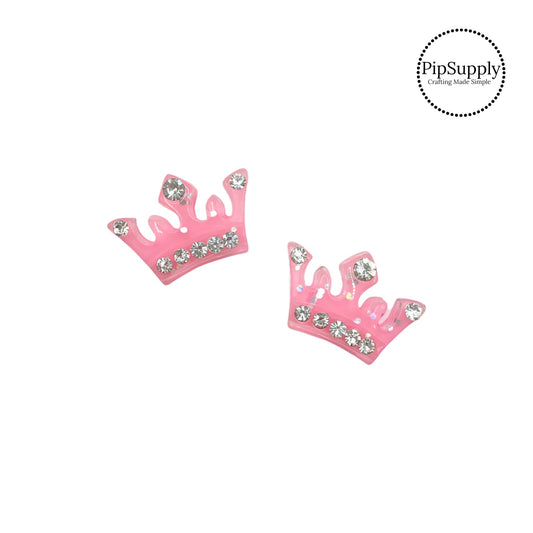Jewels on pink resin princess crown embellishment