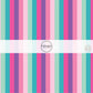 These stripe themed teal and pink fabric by the yard features purple, pink, and teal stripes.