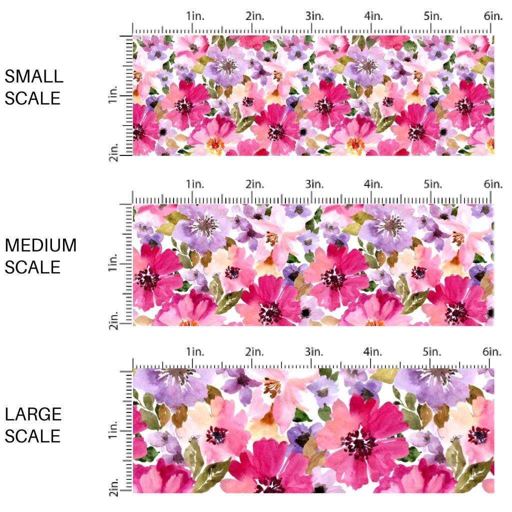 These floral fabric by the yard features colorful watercolor flowers. This fun pattern fabric can be used for all your sewing and crafting needs!