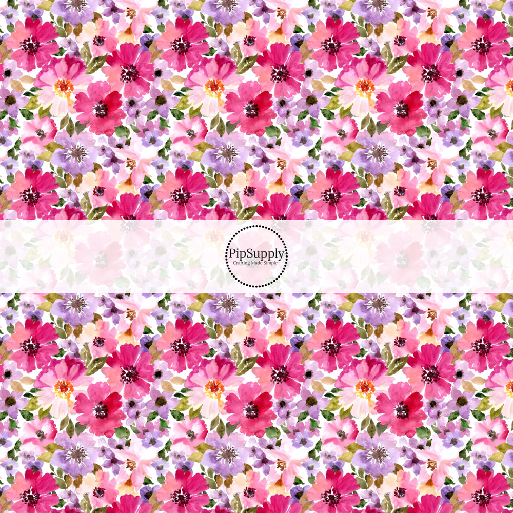 These floral themed no sew bow strips can be easily tied and attached to a clip for a finished hair bow. These festive bow strips are great for personal use or to sell. These bow strips feature the following design elements: colorful watercolor flowers.
